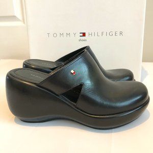 Tommy Surf Black Leather Clogs 7.5M Made in Brazil